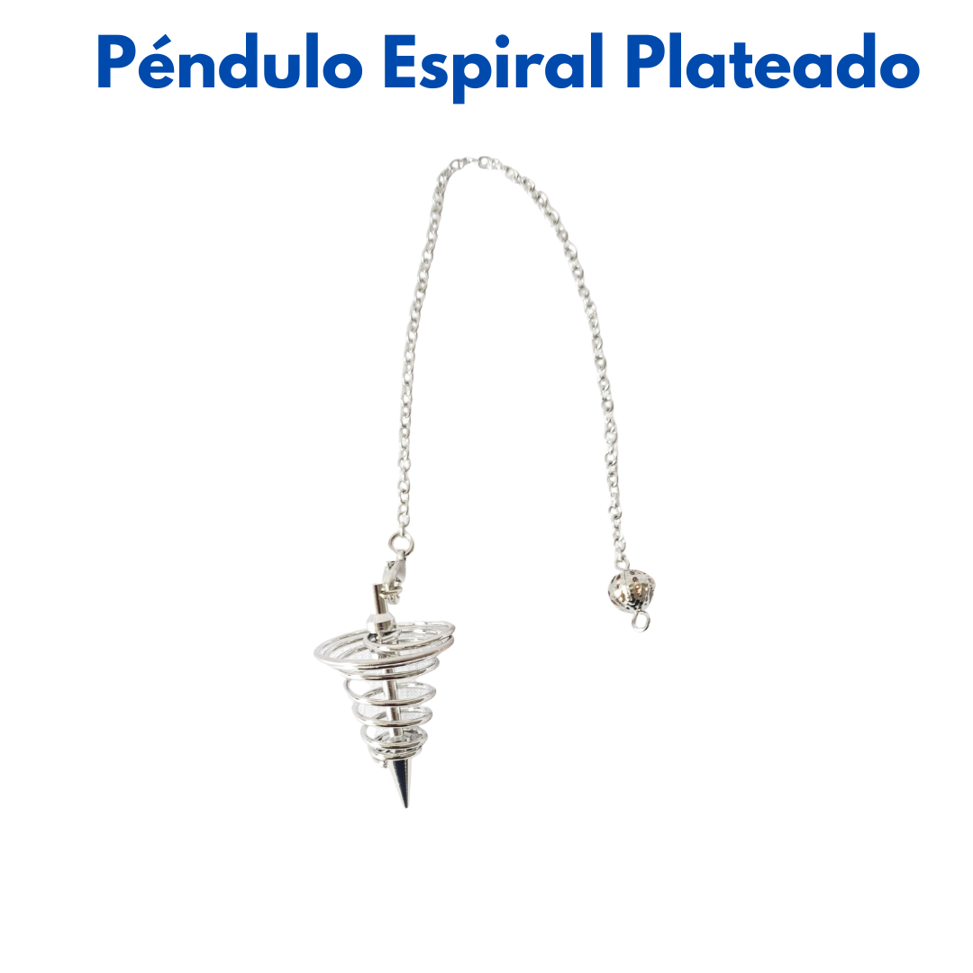 PÉNDULO DE METAL ESPIRAL PLATEADO